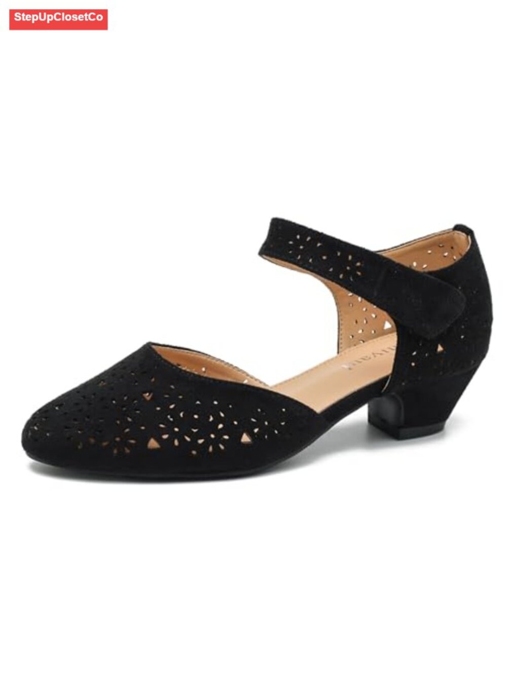 Women's Low Block Heel Pumps Round Toe Cutout D'Orsay Dress Shoes